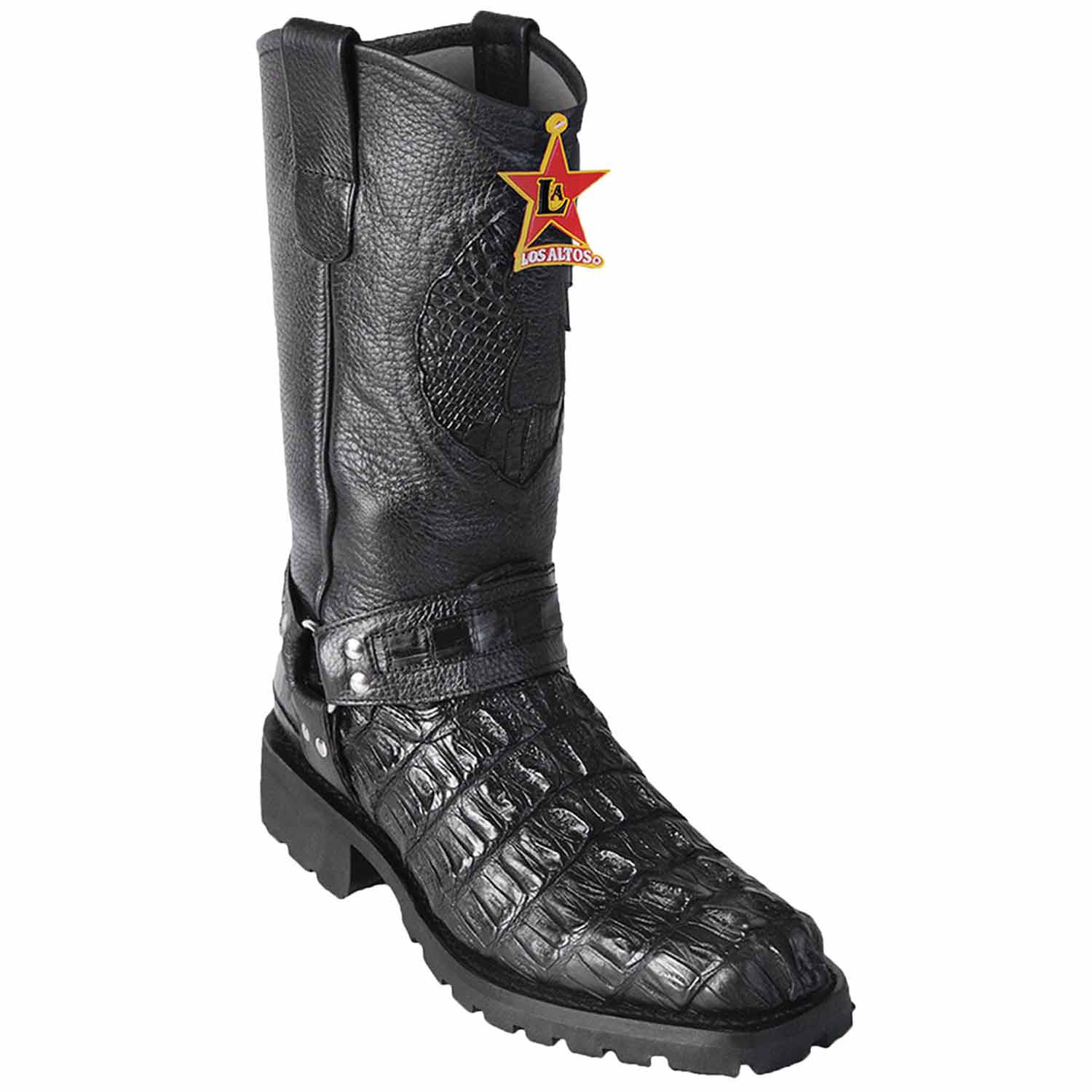 Men's Los Altos Caiman Tail Skin Biker Boots - Image 2