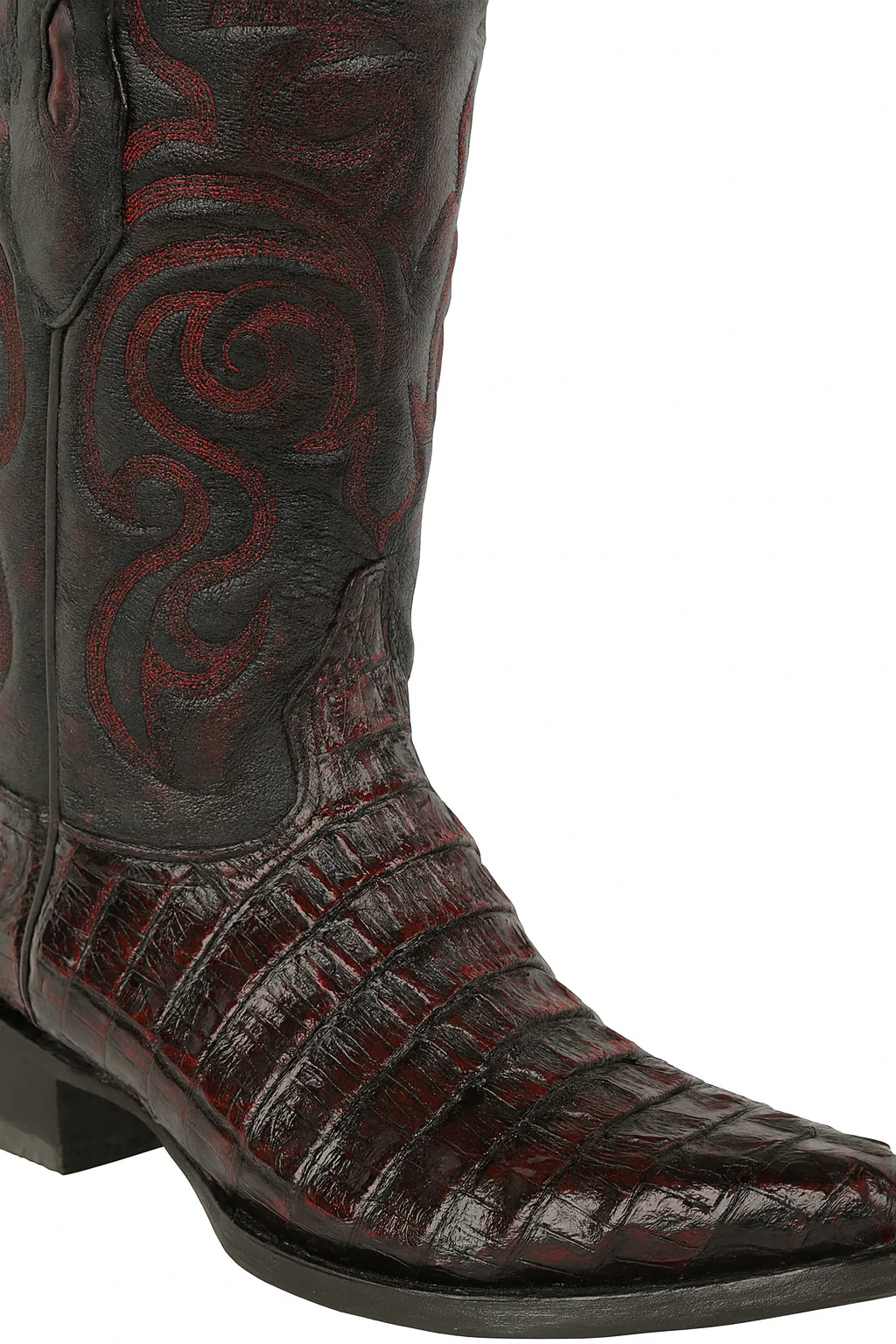 Men's Los Altos Caiman Tail Snip Toe Boots - Black Cherry - Image 2