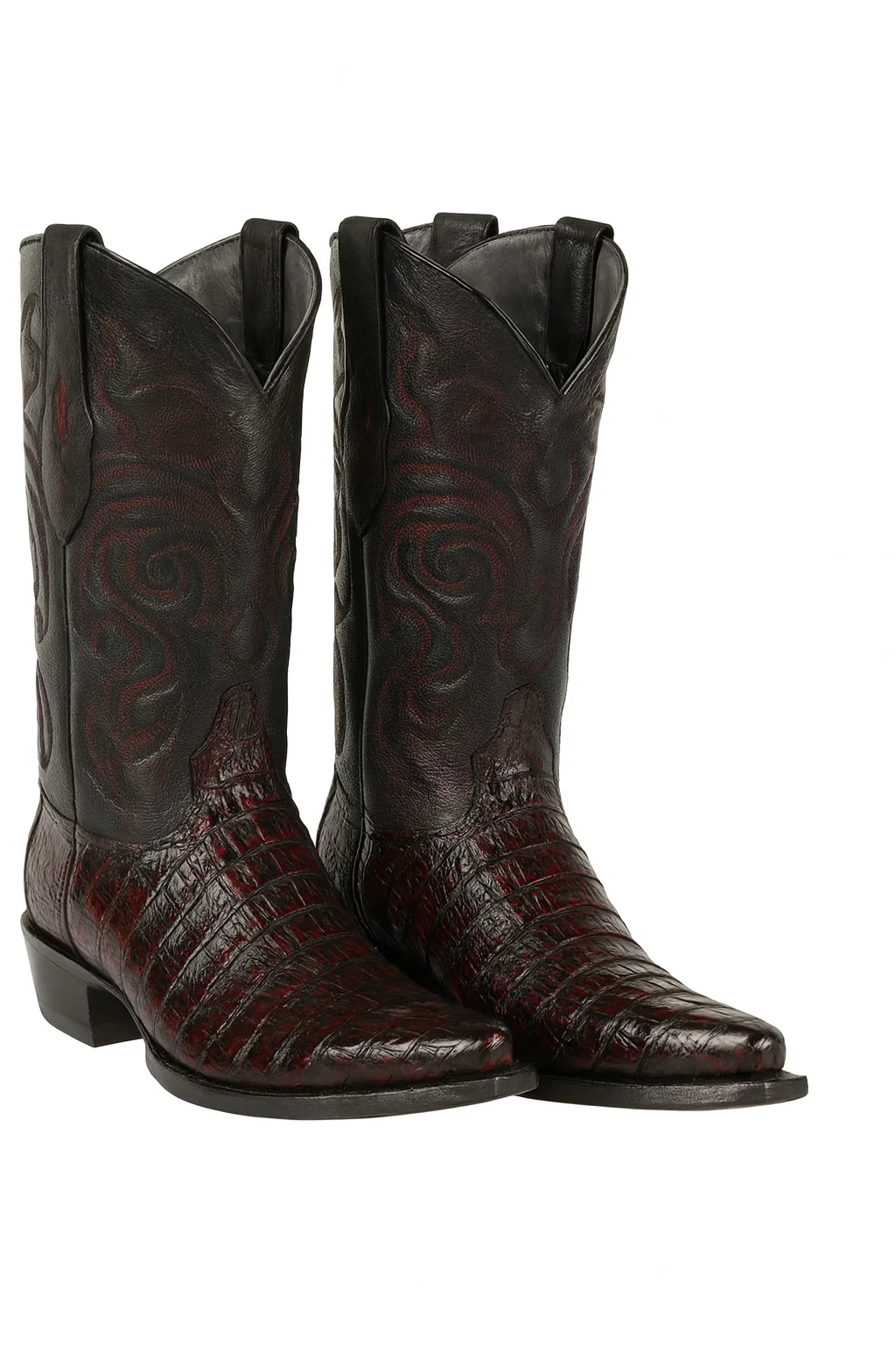Men's Los Altos Caiman Tail Snip Toe Boots - Black Cherry - Image 3