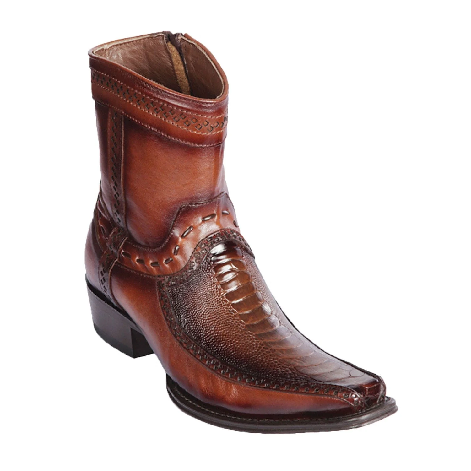 Men's Los Altos Original Ostrich Leg and Deer Skin European Toe Short Boots 76BF05 - Image 2
