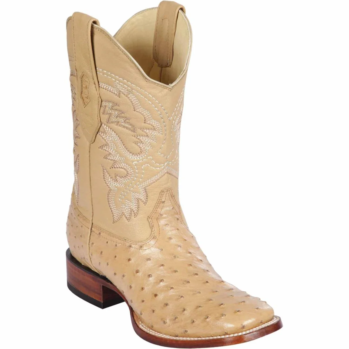 Men's Los Altos Ostrich Skin Wide Square Toe Boots - B - Image 5