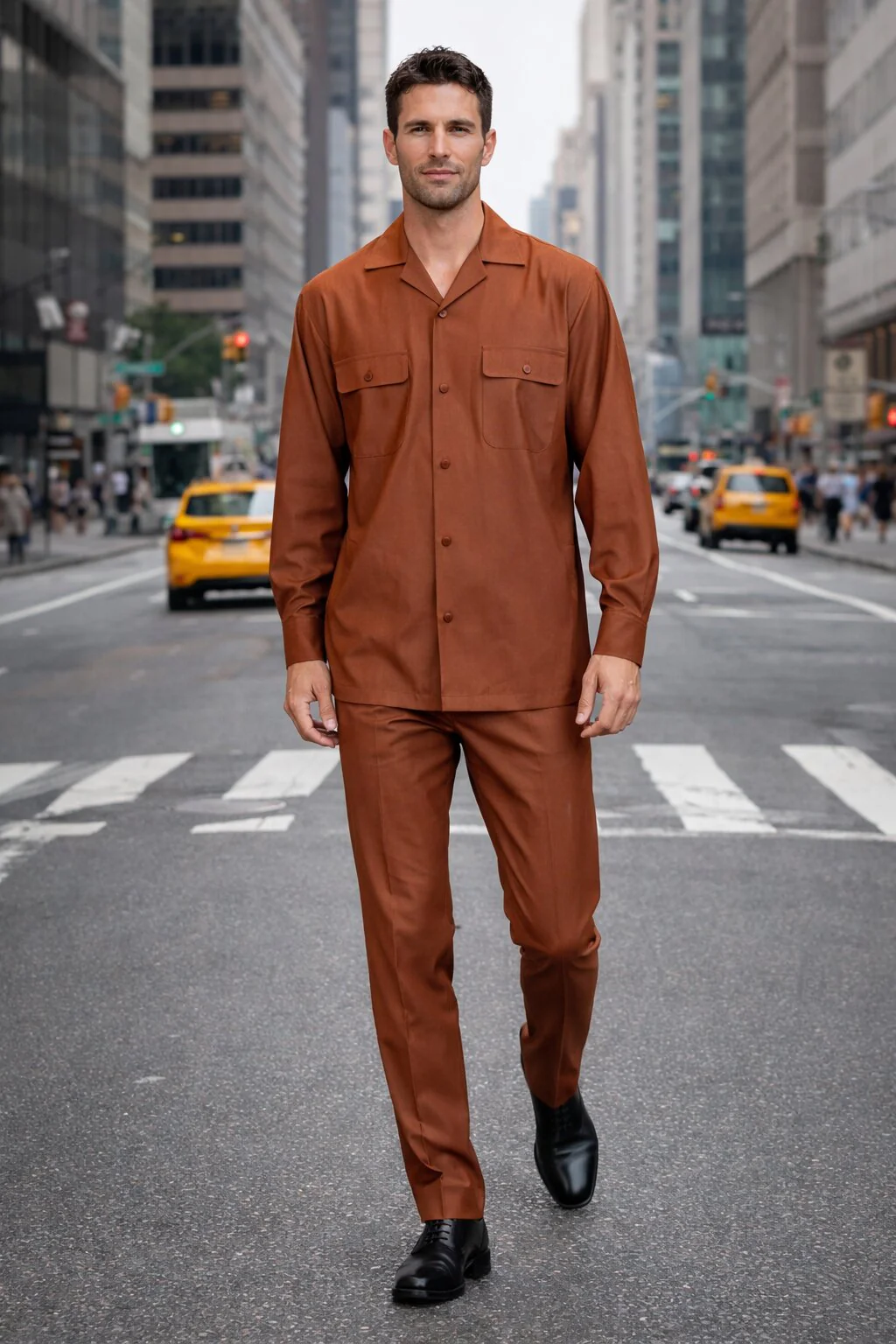 Mens Luxury Copper Wool Two-Piece Leisure Walking Suit - Image 4