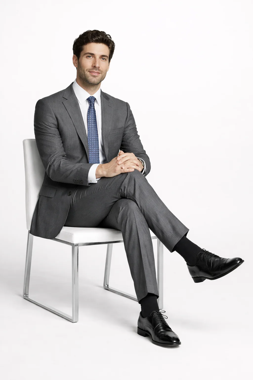 Mens Tiglio Gray Suit – Classic 2 Piece Grey Suit for Wedding, Business and Formal Wear - Image 3
