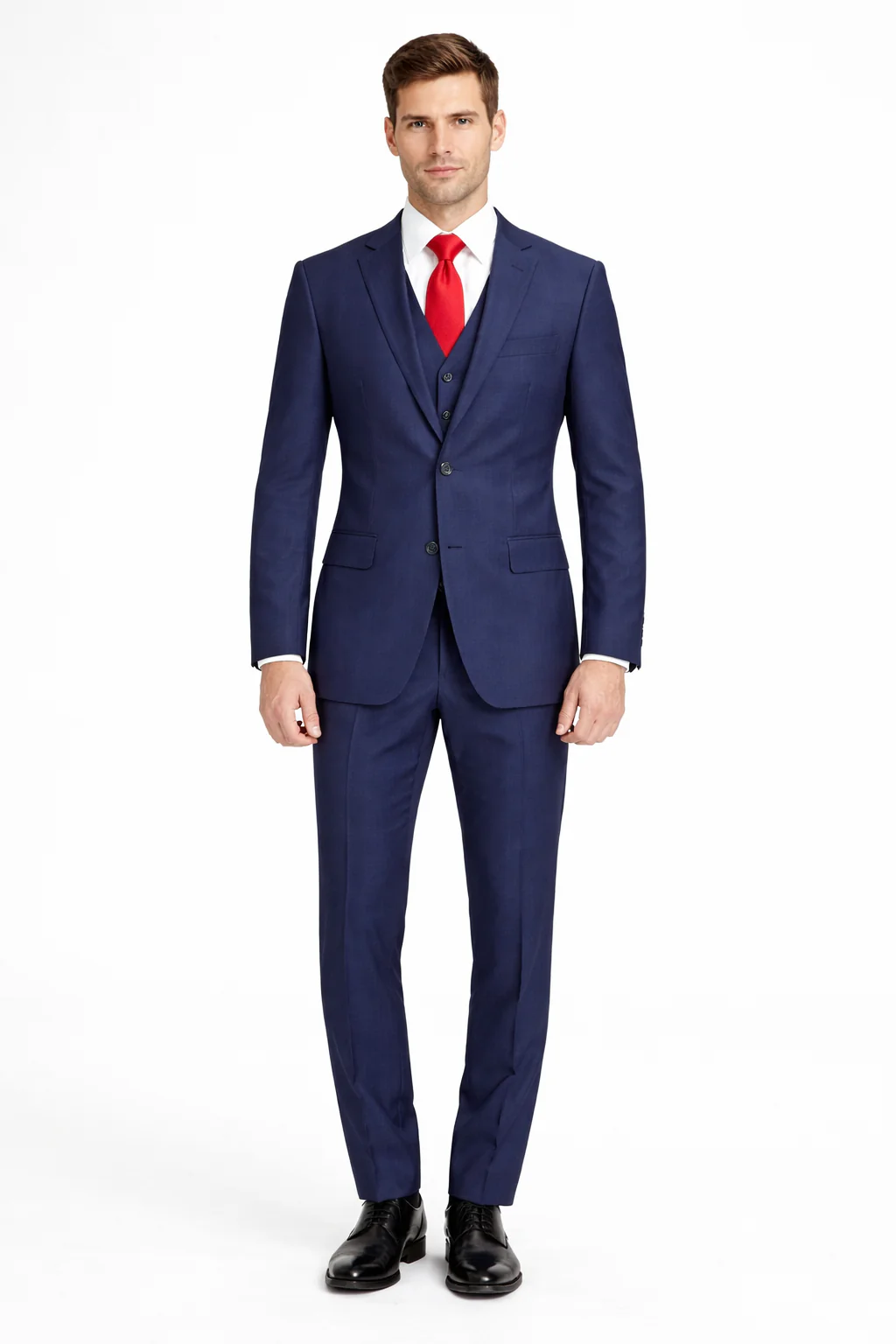 Mens Tiglio Solid Navy Suit – Classic 2 Piece Navy Blue Suit for Wedding, Business & Formal Wear