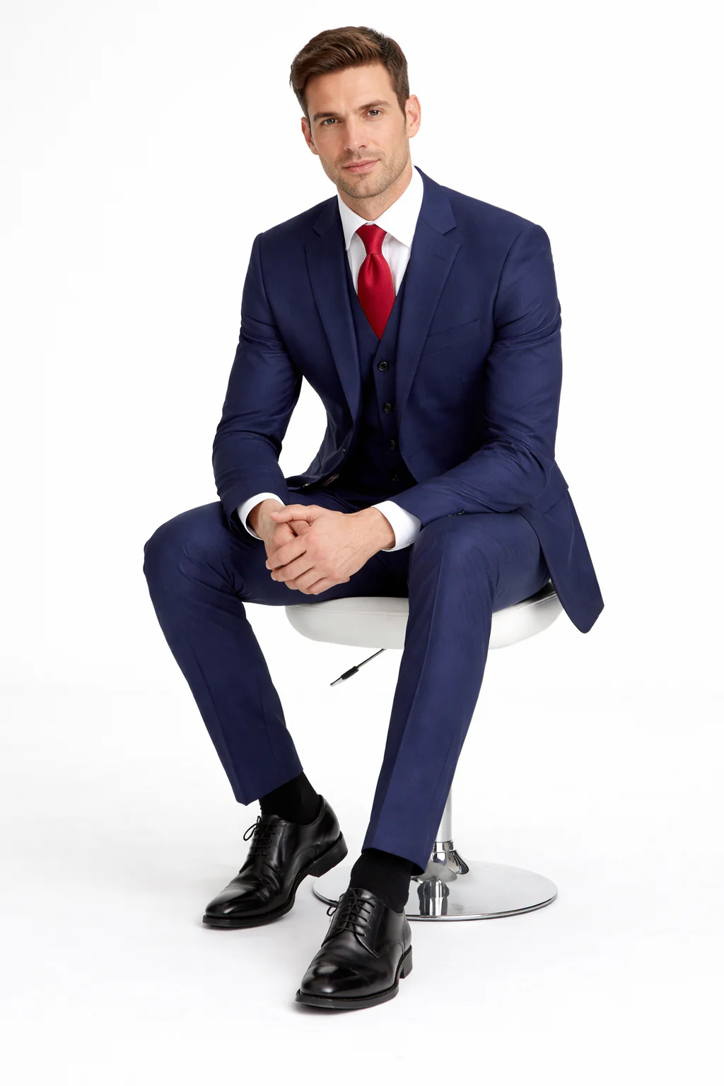 Mens Tiglio Solid Navy Suit – Classic 2 Piece Navy Blue Suit for Wedding, Business & Formal Wear - Image 2