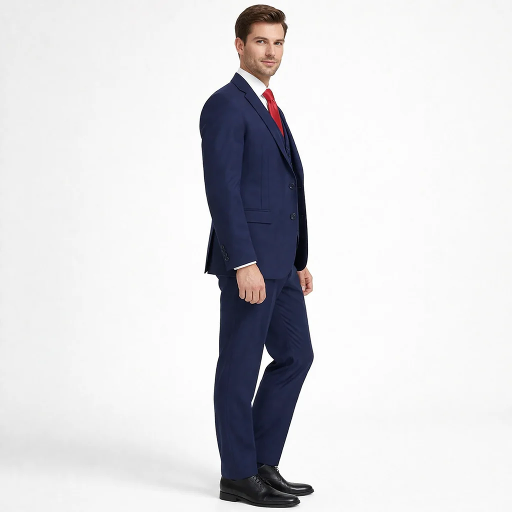 Mens Tiglio Solid Navy Suit – Classic 2 Piece Navy Blue Suit for Wedding, Business & Formal Wear - Image 8
