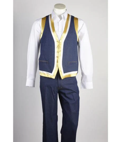 Men's Matching Vest & Pants Set Blue