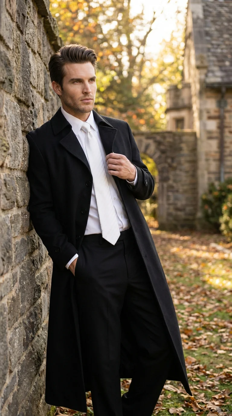 Men's Maxi Black Full Length Zoot Suit – Vintage Gangster Style Long Coat Formal Suit - Image 7