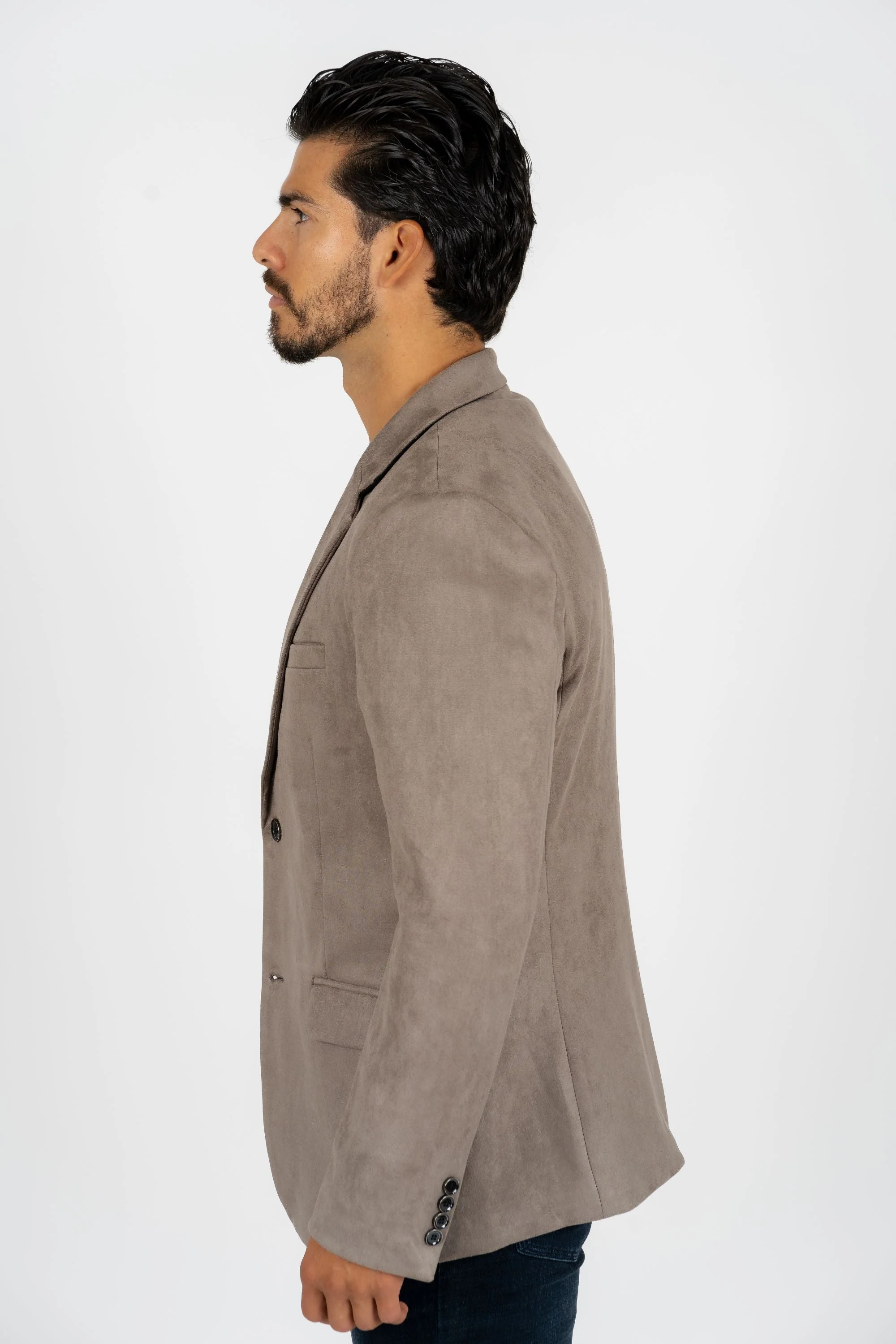 Men’s Mink Faux Suede Blazer with Double-Breasted Buttons - Image 6