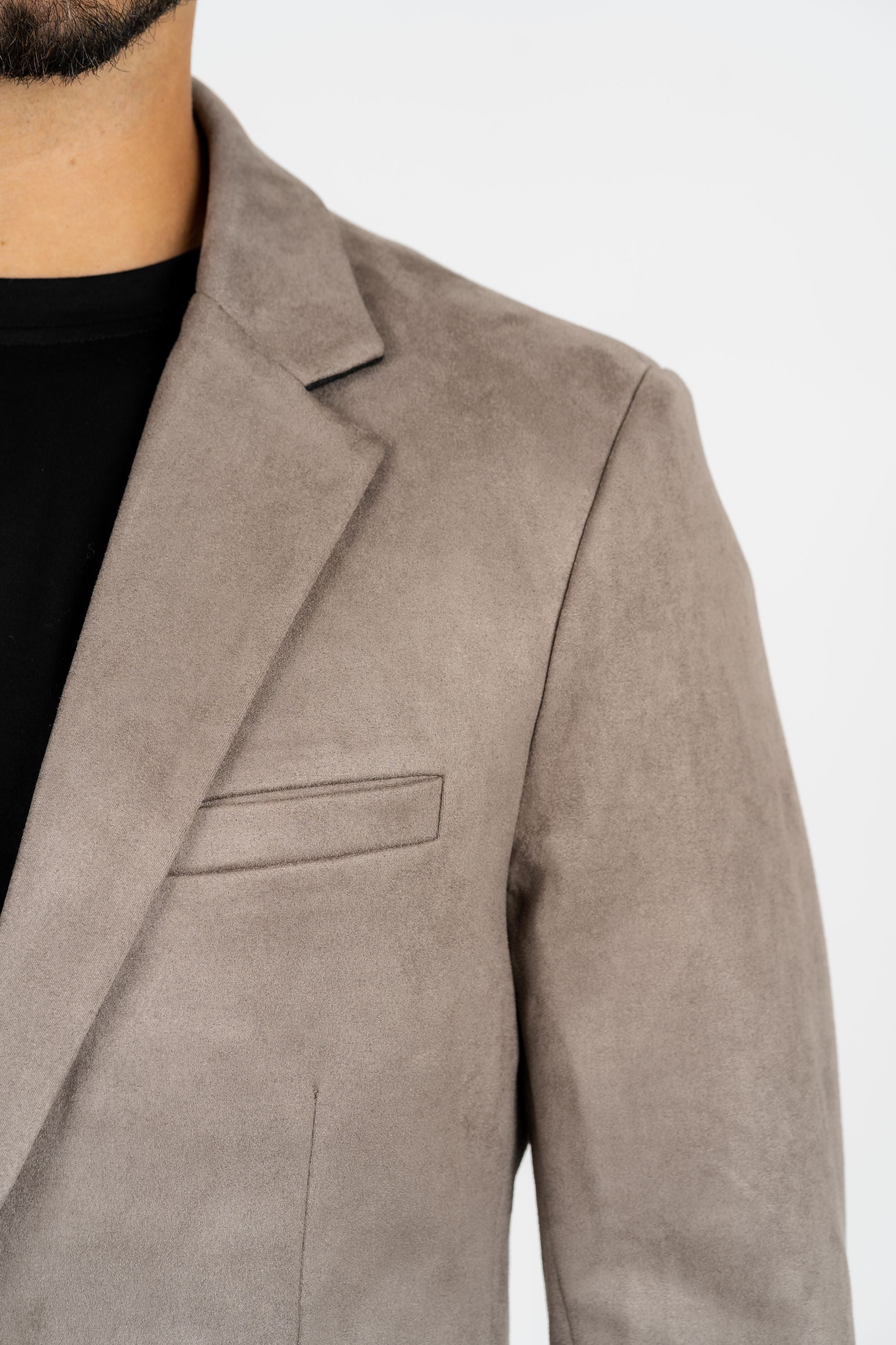 Men’s Mink Faux Suede Blazer with Double-Breasted Buttons - Image 7