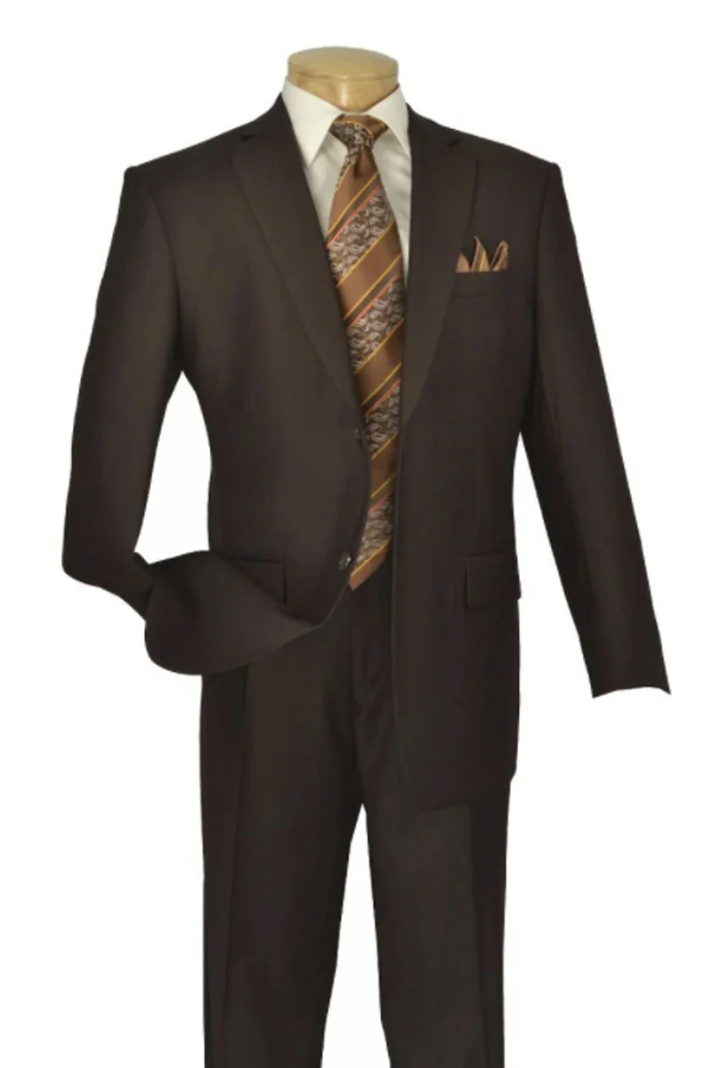 Apollo King "Brown Poplin Suit - Men's Modern Fit Two Button Style"