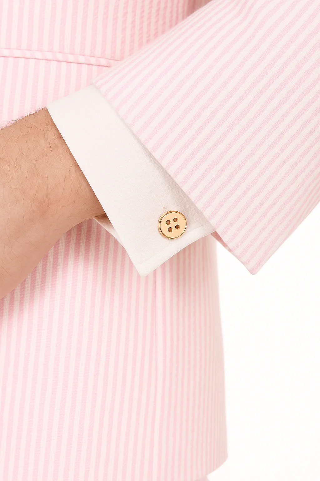 Mens Modern Slim Pink Seersucker Suit - Image 7