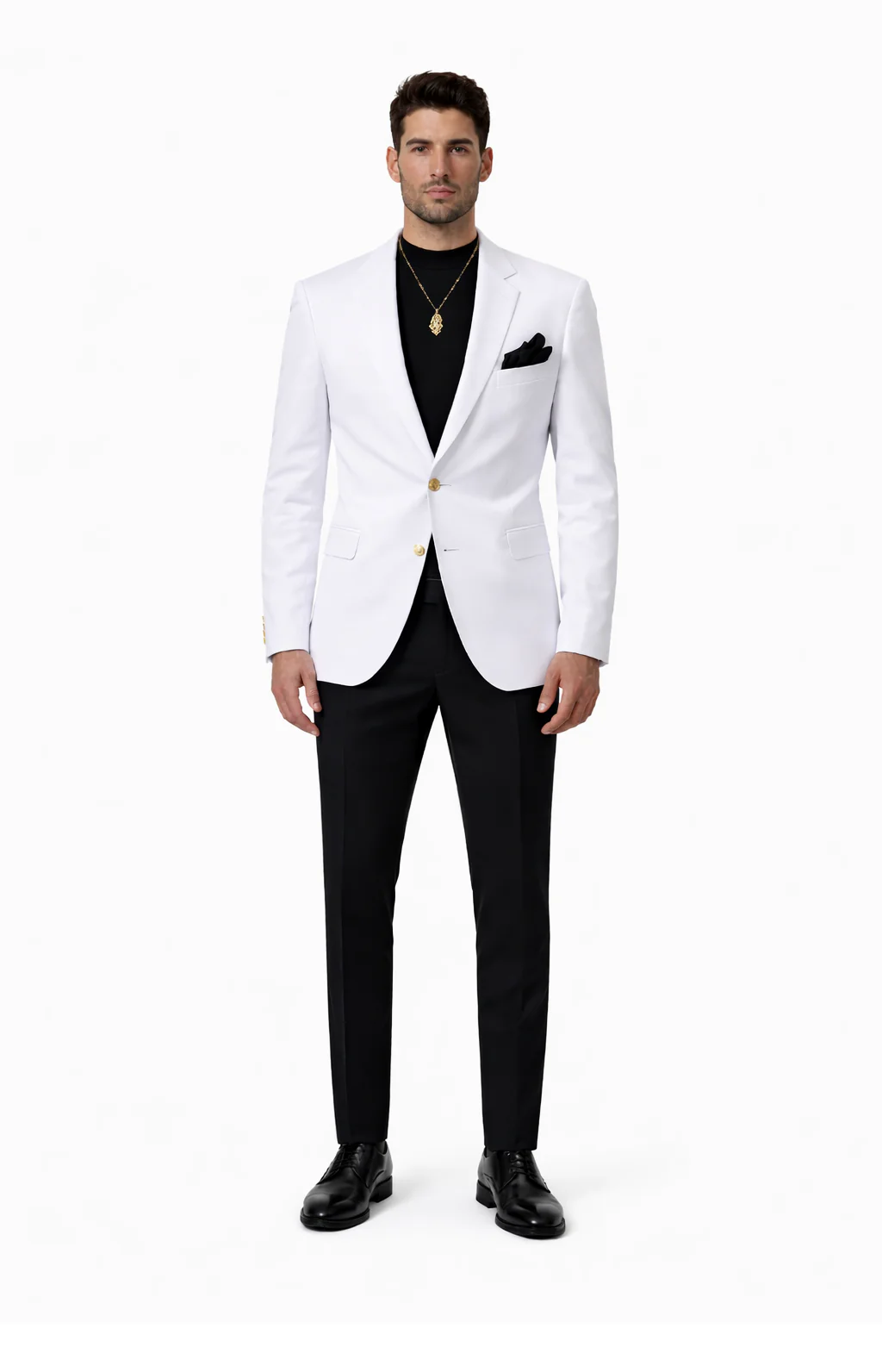 EJ Samuel Men's Crisp White Two-Button Club Blazer