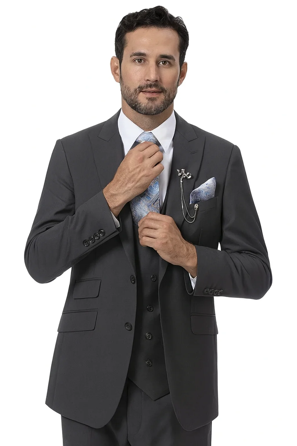 Charcoal Grey Vested EJ Samuel Suit with Double-Breasted Vest - Image 2