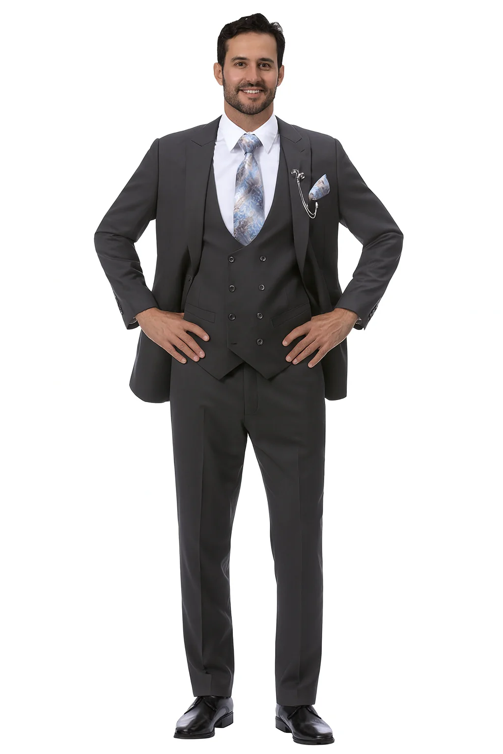 Charcoal Grey Vested EJ Samuel Suit with Double-Breasted Vest - Image 3