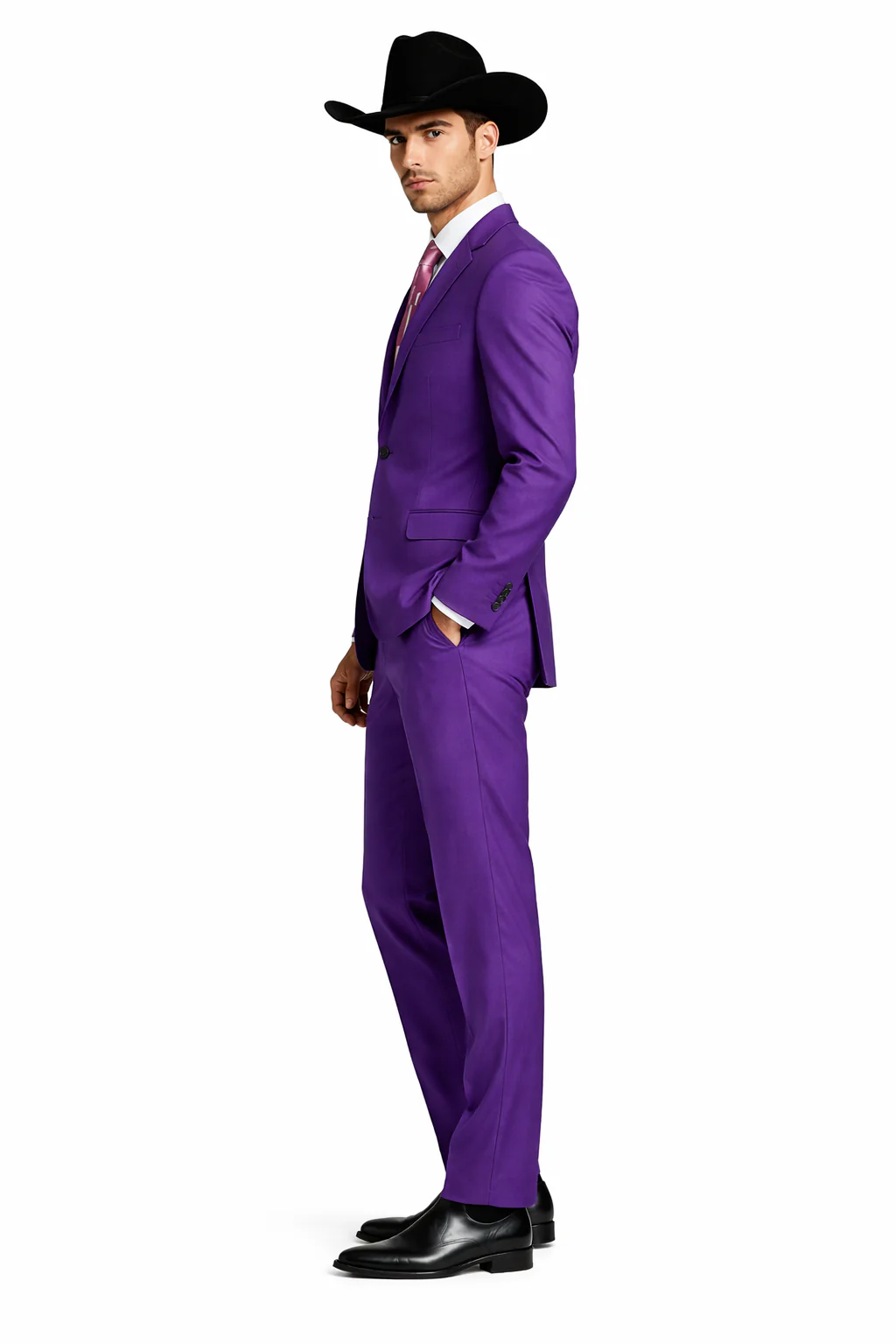Men's Multi-Stage Party Cheap Priced Business Suits Clearance Sale Collection Purple Slim Fitted Suit - Image 3