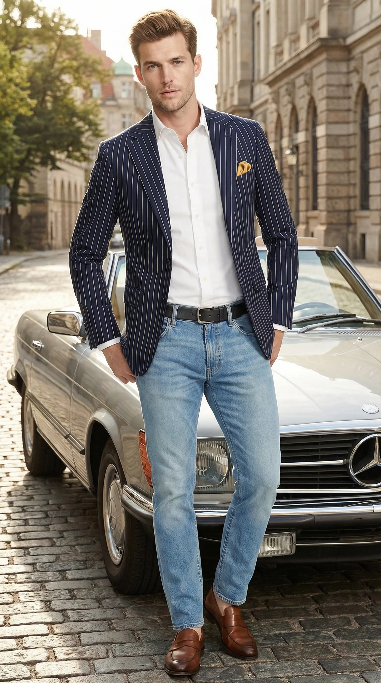 Mens Navy Blue Pinstripe Blazer – Classic Tailored Formal Jacket for Business, Office and Smart Casual Wear - Image 10