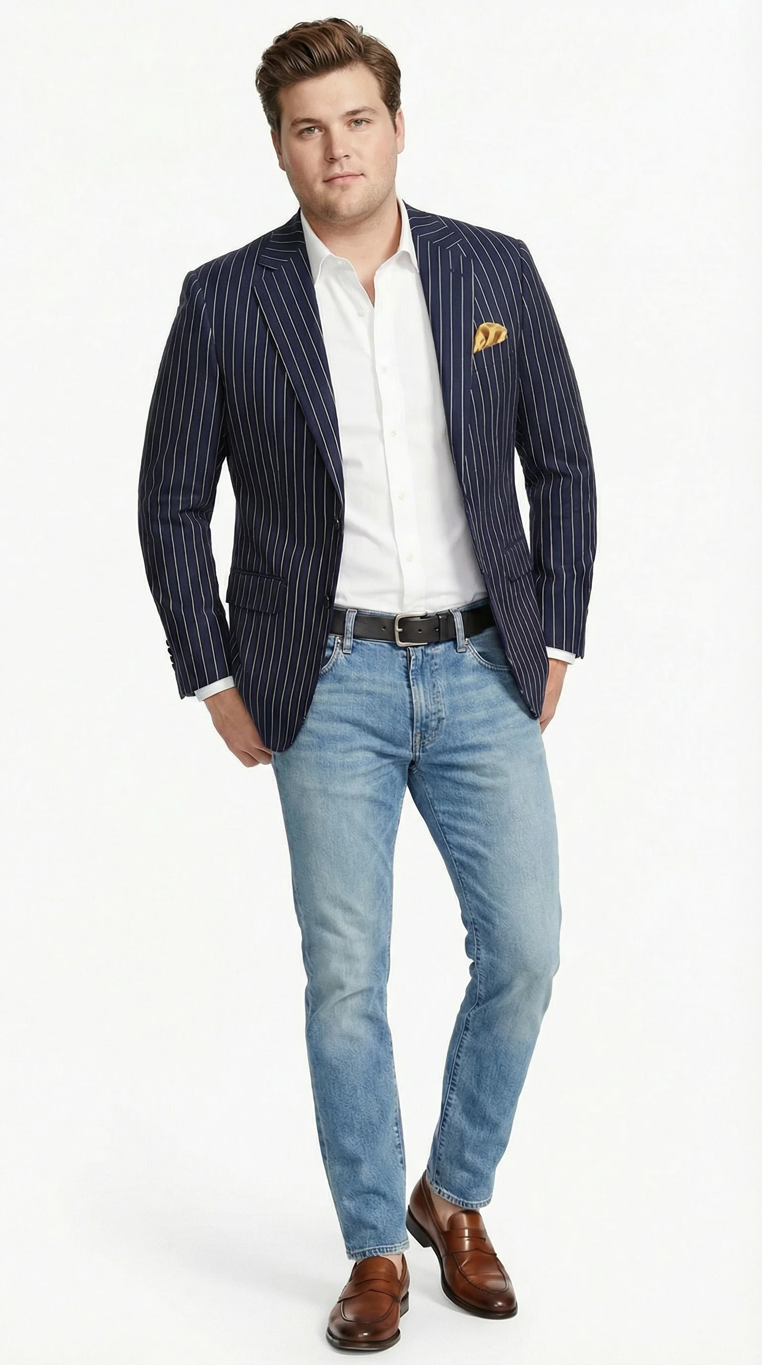 Mens Navy Blue Pinstripe Blazer – Classic Tailored Formal Jacket for Business, Office and Smart Casual Wear - Image 7
