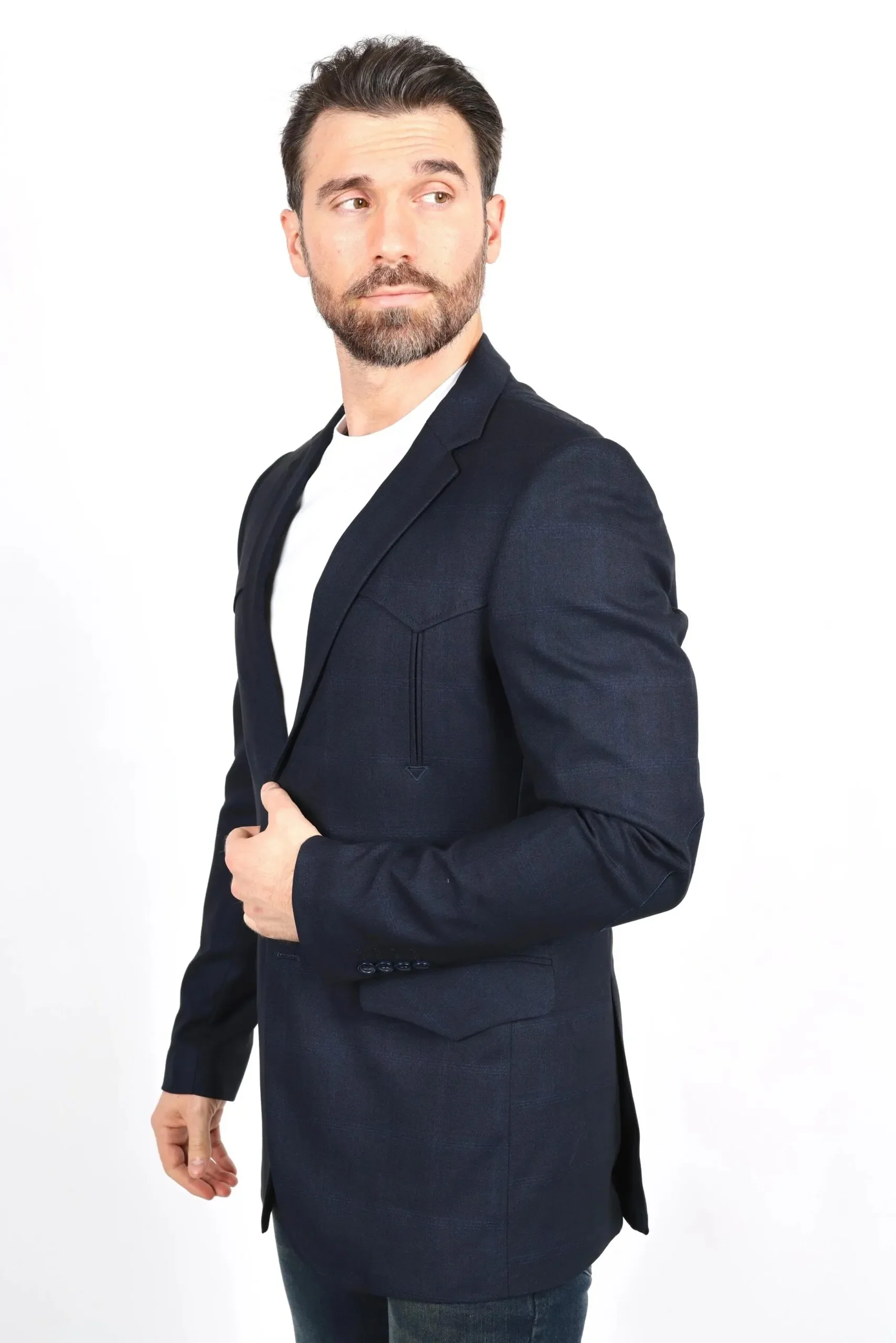 Mens Navy Platini Western Blazer – Stylish Frontier Sport Coat - Image 7