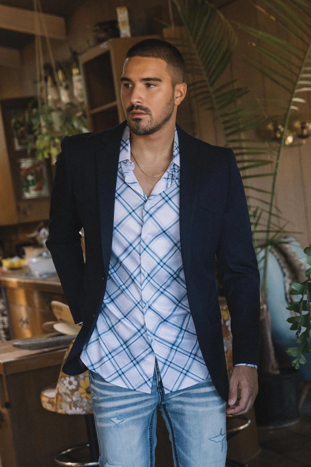 Men’s Navy Western Cowboy Blazer – Double Button Dress Coat - Image 10
