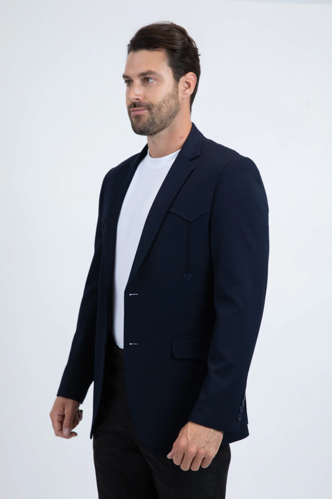 Men’s Navy Western Cowboy Blazer – Double Button Dress Coat - Image 4