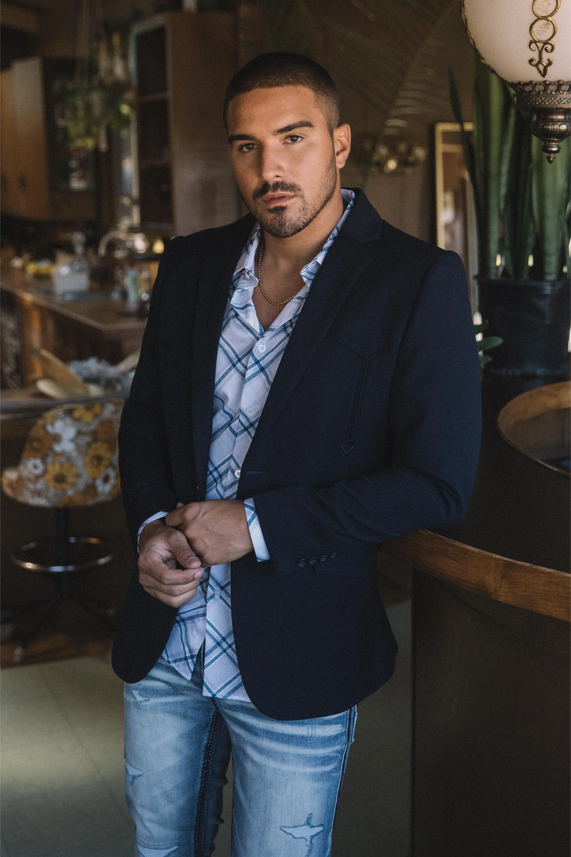 Men’s Navy Western Cowboy Blazer – Double Button Dress Coat - Image 9