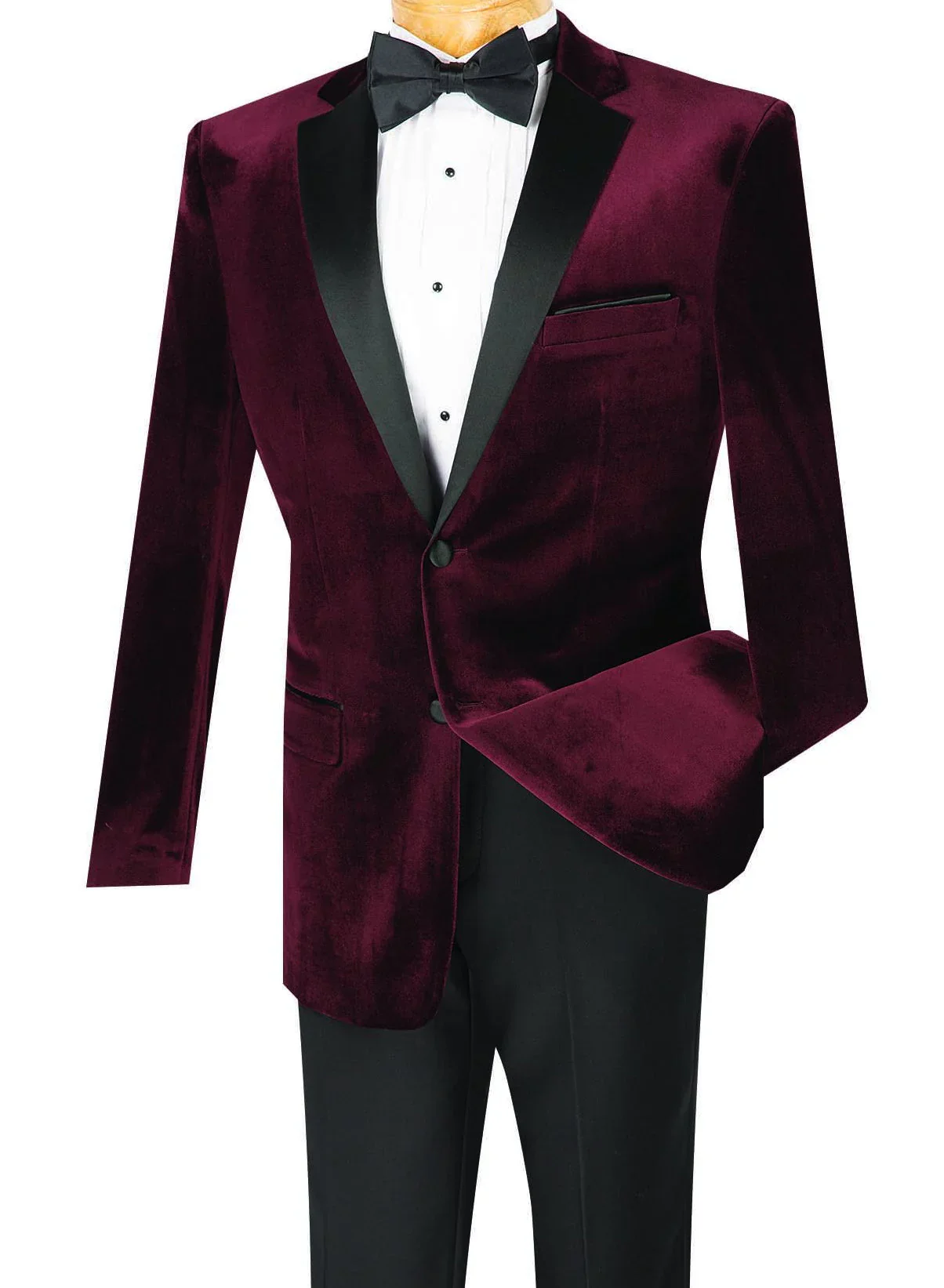 Men's Slim Fit Velvet Tuxedo 2 Piece in Black