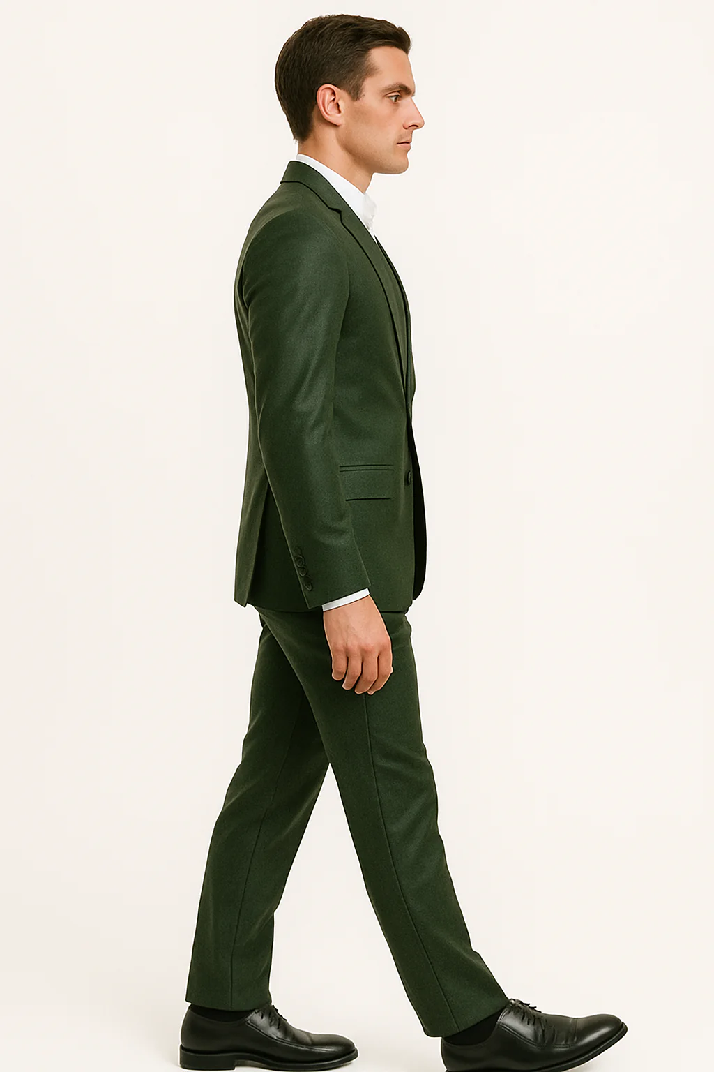 Mens Olive Slim Fit Faux Leather Suit – 1 Button Notch Lapel - Image 13