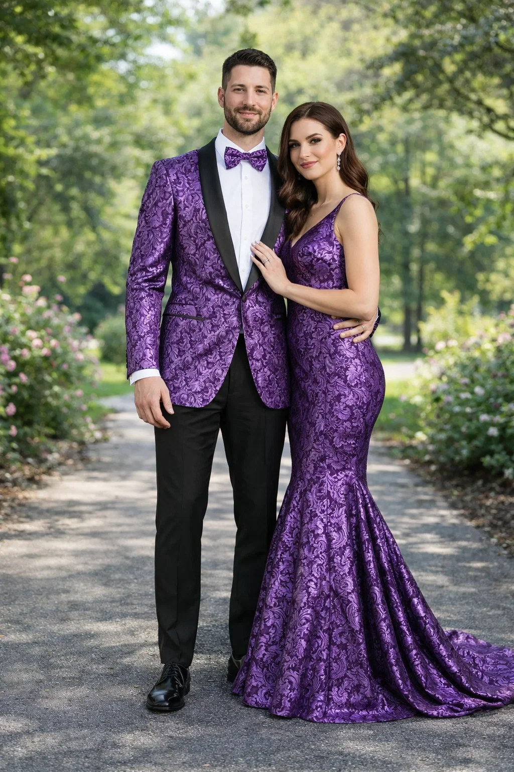 Mens One Button Black and Purple Tuxedo Smoking Jacket Blazer - Image 3