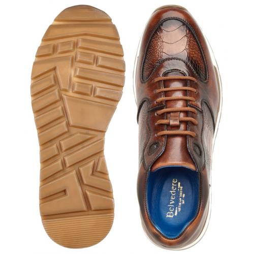 Belvedere Bobo Antique Walnut Ostrich Leather Sneakers - Image 3