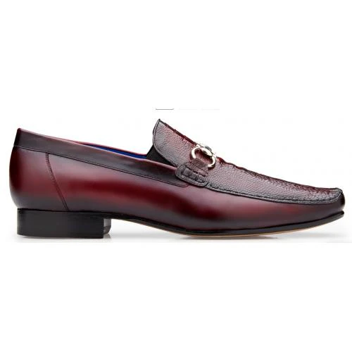 Belvedere Bruno Men's Ostrich Leg Loafers & Slip-Ons – Burgundy Leather Dress Shoes - Image 2