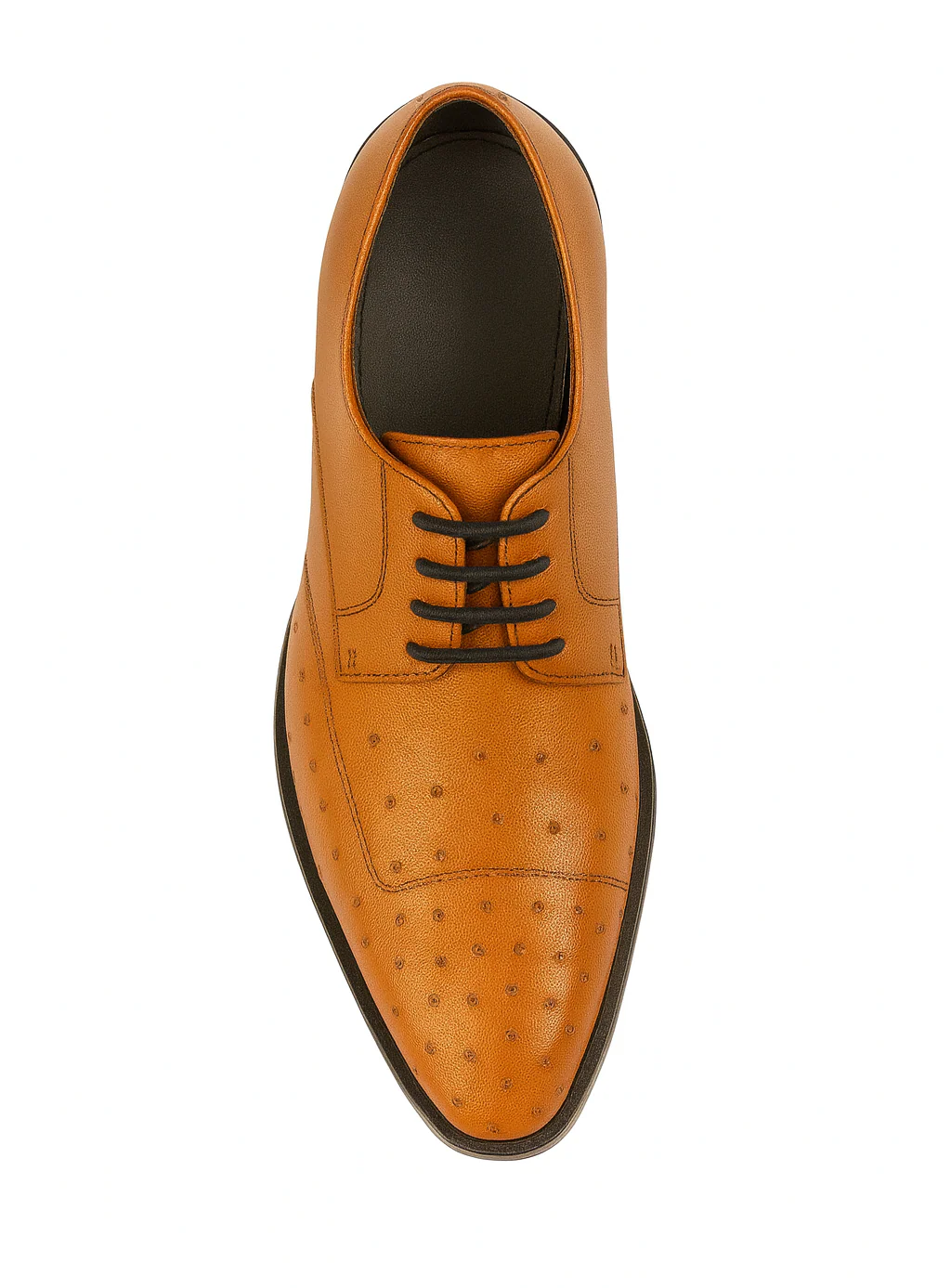 Mens Ostrich Skin Shoes Men's Full Leather Cognac Vestigium Genuine Ostrich Derby Shoes Handcrafted - Image 4