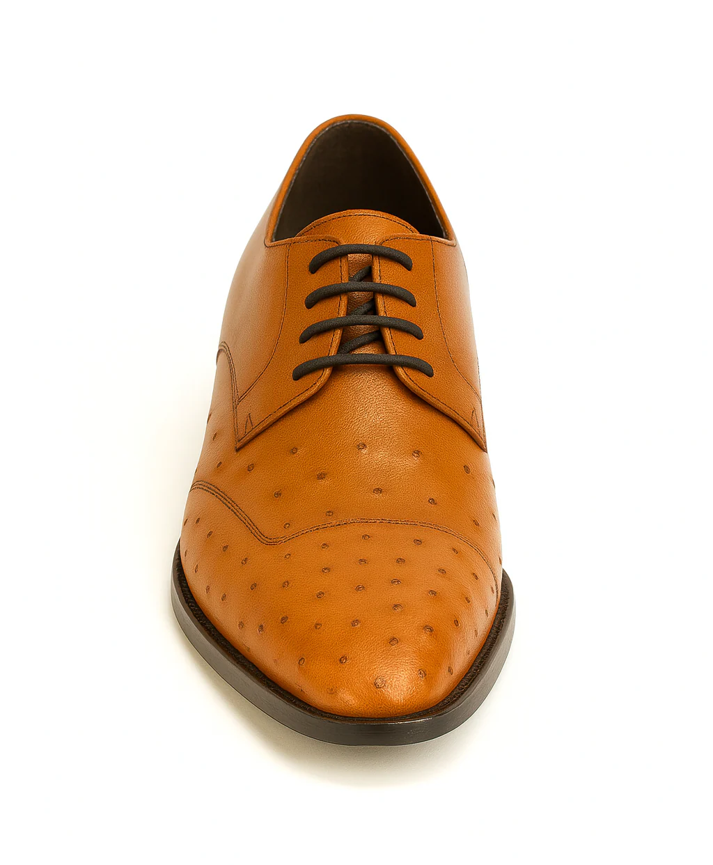 Mens Ostrich Skin Shoes Men's Full Leather Cognac Vestigium Genuine Ostrich Derby Shoes Handcrafted - Image 5