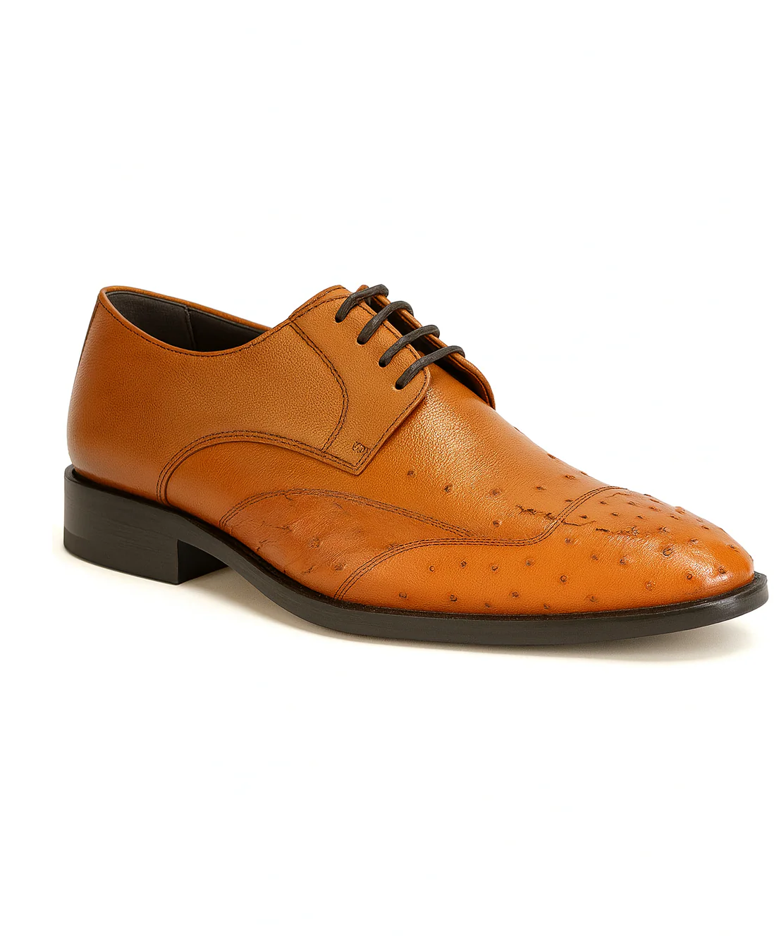 Mens Ostrich Skin Shoes Men's Full Leather Cognac Vestigium Genuine Ostrich Derby Shoes Handcrafted - Image 7