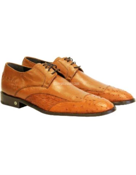 Mens Ostrich Skin Shoes Men's Full Leather Cognac Vestigium Genuine Ostrich Derby Shoes Handcrafted - Image 8