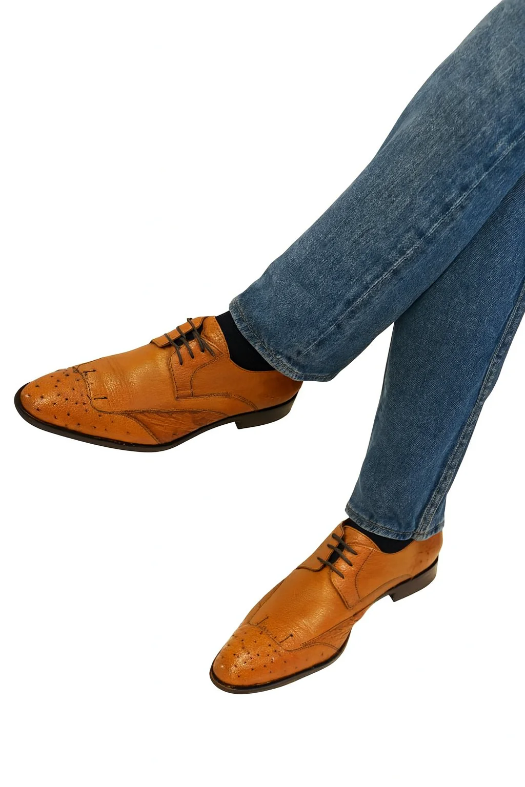 Mens Ostrich Skin Shoes Men's Full Leather Cognac Vestigium Genuine Ostrich Derby Shoes Handcrafted - Image 9