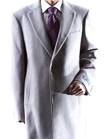 Mens Overcoat Mens Dress Coat Gray Two Button Long Men's Dress Topcoat - Winter coat