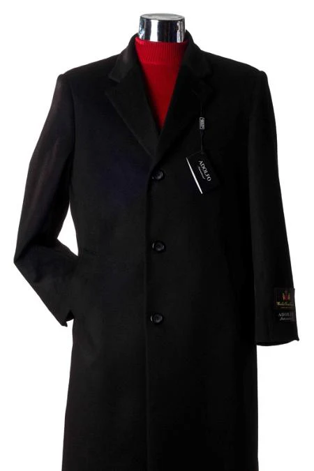 Men's Overcoat Men's Dress Coat Long Winter Dress Knee length Coat 3/4 Cashmere Long Men's Dress Topcoat - Winter coat ~ overcoat Charcoal