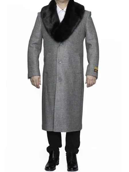 Mens Overcoat Mens Light Grey Dress Coats now on Sale