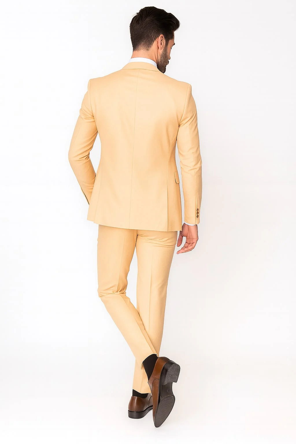 Mens Peach 3-Piece Suit – Double-Breasted Vest, Notch Lapel Blazer, Slim Fit Dress Pants - Image 4