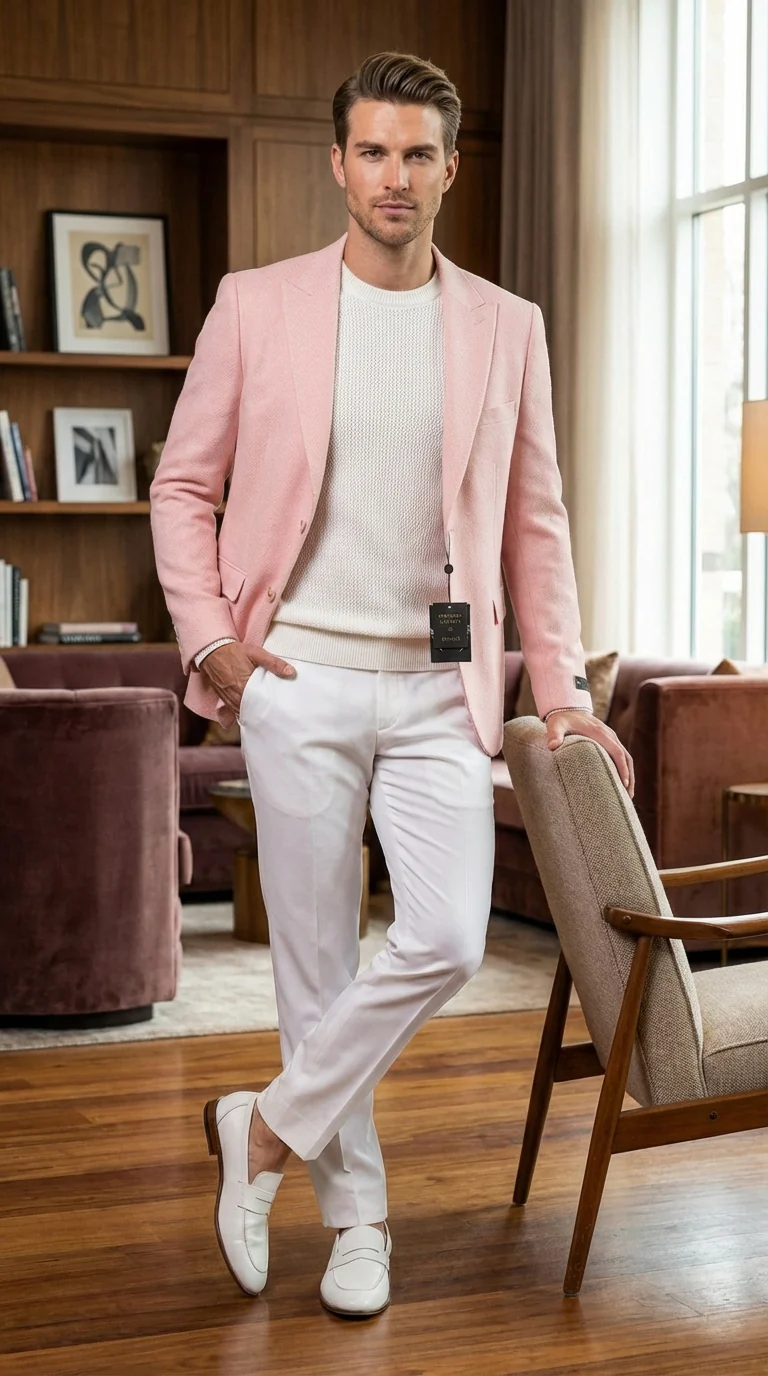 Mens Peach Pink Blazer Jacket – Modern Formal Sport Coat for Wedding, Party and Business Wear - Summer Jacket - Image 8