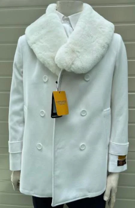 Mens Peacoat - White Coat