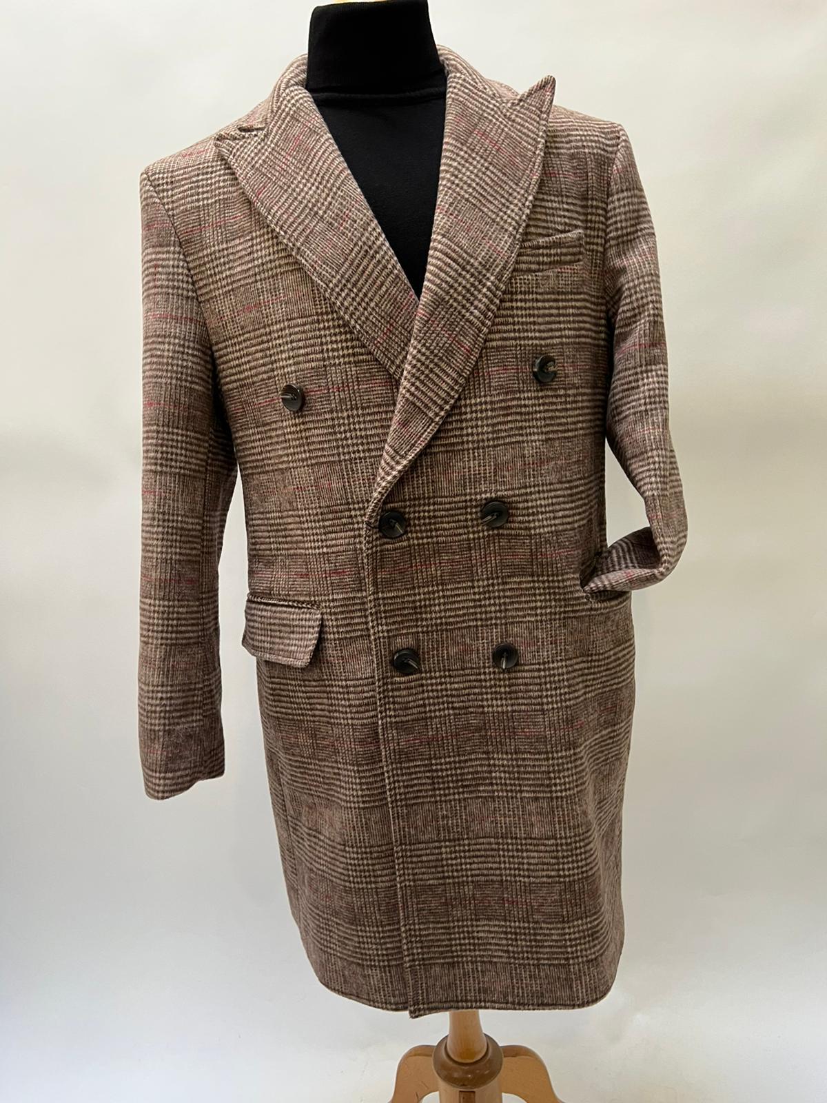 Mens Peaky Blinders Gray Plaid Double Breasted Overcoat + Suit Peaky Blinders Vintage Wool Blend Coat 1920s - Image 10