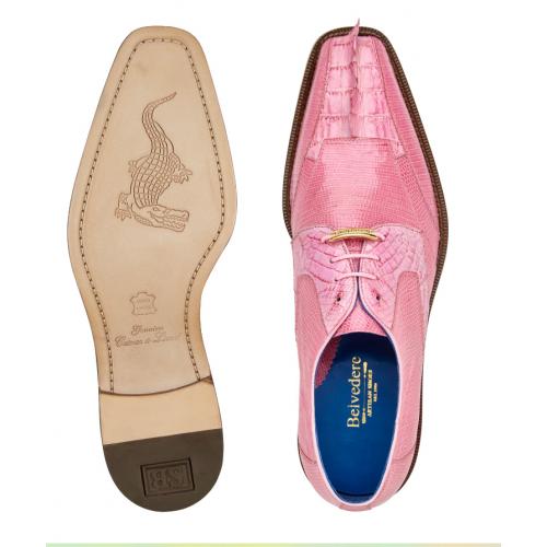 Belvedere Valter Rose Men's Pink Caiman Crocodile Leather Dress Shoes - Image 3