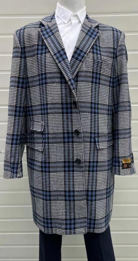 Mens Plaid Overcoat - Plaid Topcoats - Gray Carcoat - Image 5