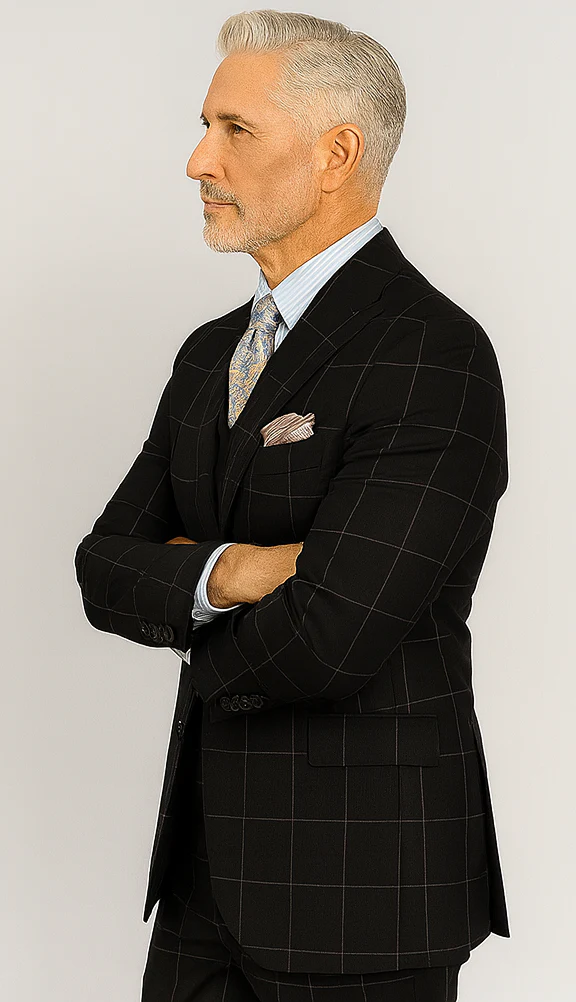 Mens Plaid Suit - Black Windowpane Suit - 1920 Suits - Image 5