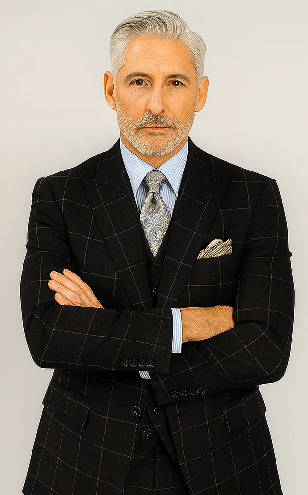Mens Plaid Suit - Black Windowpane Suit - 1920 Suits - Image 6