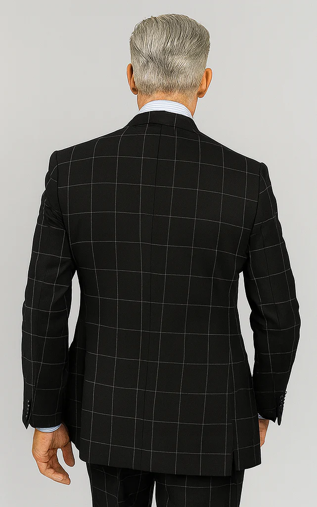 Mens Plaid Suit - Black Windowpane Suit - 1920 Suits - Image 8