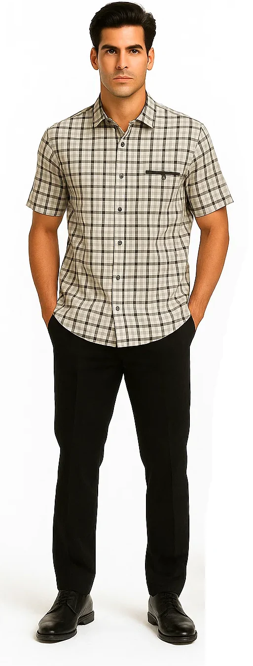 Mens Plaid Walking Suit in black by Dreams by Zacchi – 2 Piece Leisure Outfit with Matching Shirt and Pants - $99 - Image 6