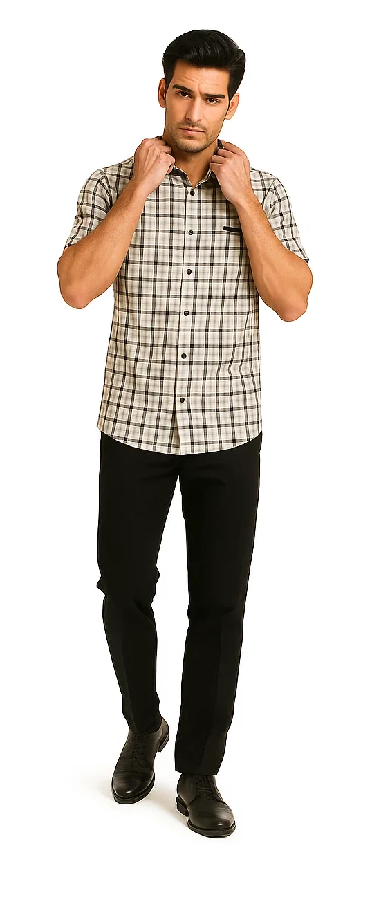 Mens Plaid Walking Suit in black by Dreams by Zacchi – 2 Piece Leisure Outfit with Matching Shirt and Pants - $99 - Image 7